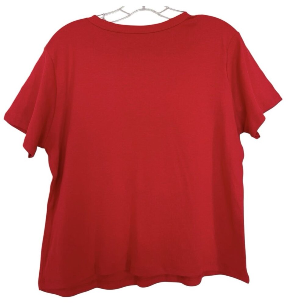 Doe T Shirt Womens Size 2X Red‎ XOXO Valentines Day Embroidered Short Sleeve - Picture 2 of 5